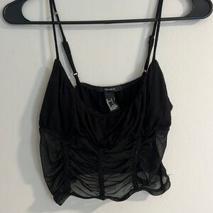 Black Mesh Crop Top